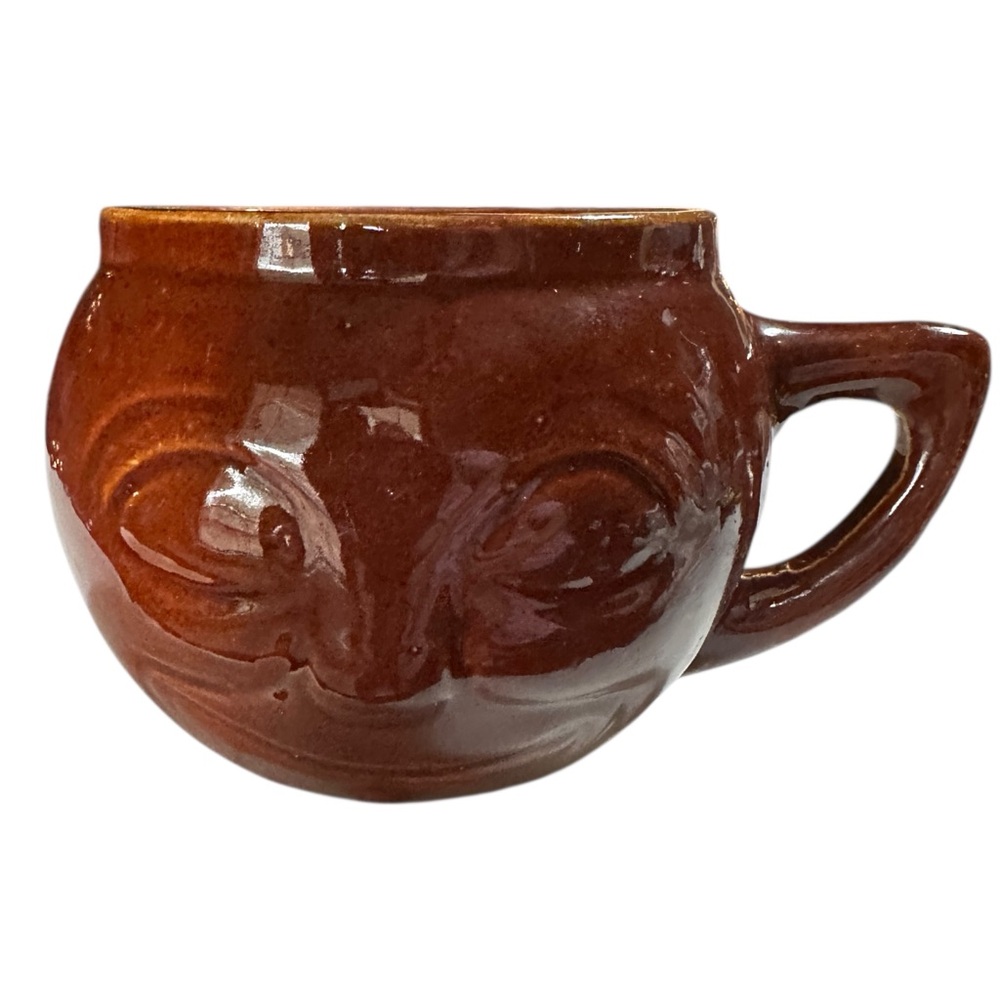 Vintage McCoy "Man in the Moon" brown stoneware face mug anthropomorphic pottery